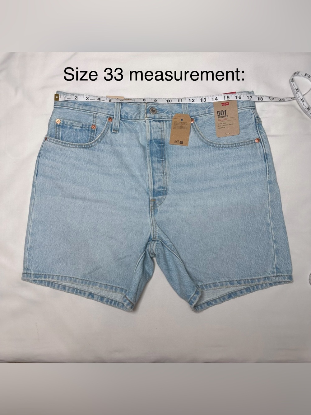 NWT Levi's 501 Button Fly Shorts High Rise Mid Thigh Medium Wash 100% Cotton - Picture 10 of 10